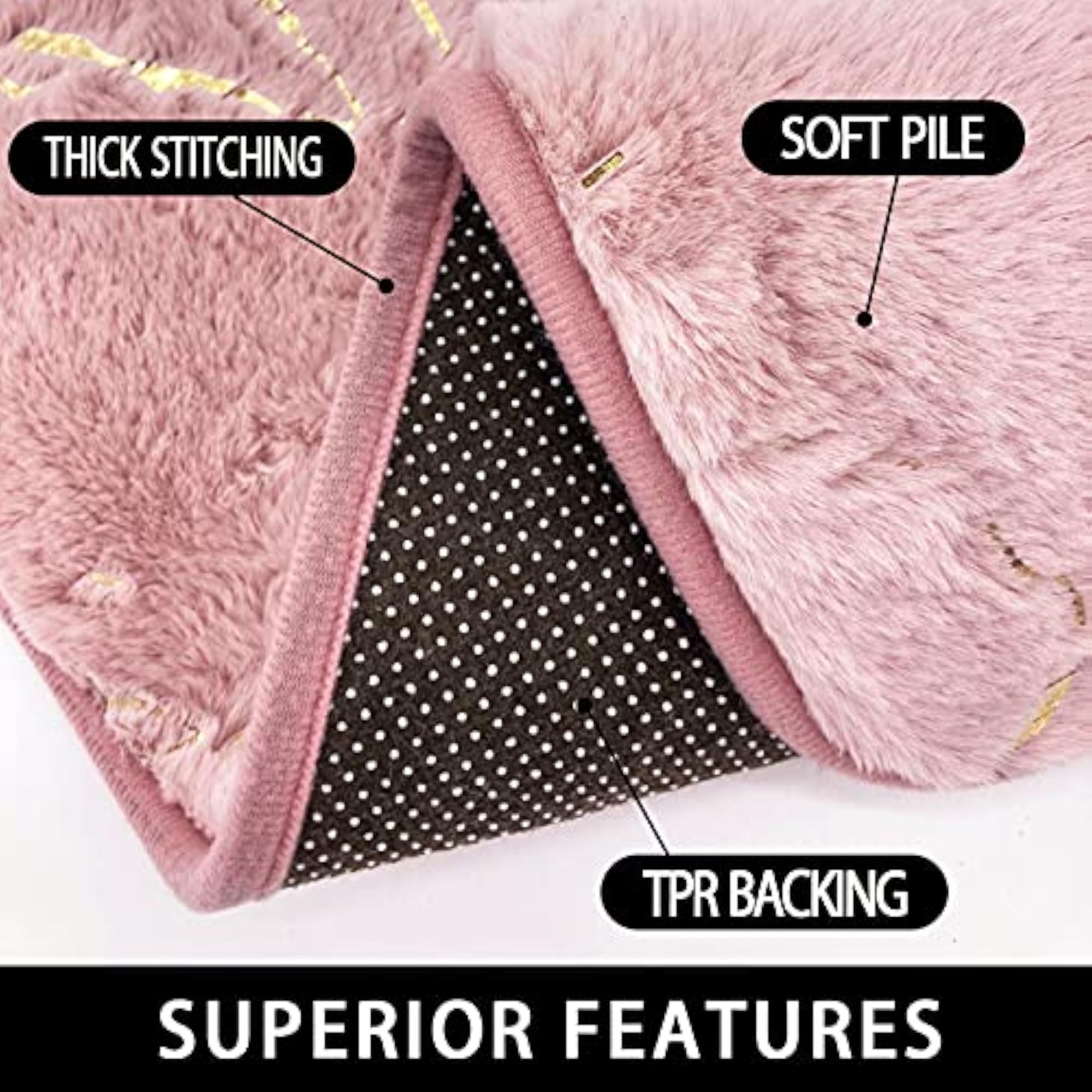Marble Non-Slip Pink Bathroom Mats